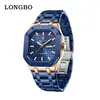 Reloj Longbo comercio exterior transfronterizo superventas reloj para hombre esfera octogonal moderno de negocios impermeable correa de acero reloj de cuarzo