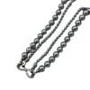 Collar de perlas de vidrio apiladas de doble capa con hebilla de 8 palabras microincrustada, cadena larga de cáñamo gris para suéter, multiusos
