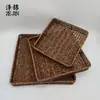 Cesta de Armazenamento Trançada de Rattan Sintético Cesta de Armazenamento para Sala de Estar Cesta de Frutas Cesta de Pão Cesta Artesanal Cesta de Lanches para Supermercado