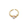 Anillo exquisito retro de moda europea y americana chapado en oro nicho versátil perla natural lámina de oro adornado pulsera anillo abierto