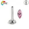 Fabricante de Joyería para Piercing Corporal de Titanio F136 Ojo de Caballo de Zirconia Hilo Interno G23 Aleación de Titanio para Labio, Uña, Hueso de la Oreja