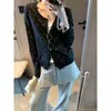 Moqie Suave y Elástico Suave Estilo Coreano Jacquard de Estrellas Pequeñas Suéter de Punto Cardigan Cuello Redondo MQ1937