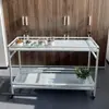 Rodízios para Sala de Estar Varanda Chão Suporte de Flores Arte em Ferro Interno Multicamadas com Suporte Móvel para Suculentas Suporte de Flores para Suculentas Prateleira de Armazenamento
