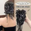 2026 Novo Presilha de Garra Elegante com Laço de Fita Floral para Mulheres Penteado Semi-Preso Presilha para a Parte de Trás da Cabeça Acessórios de Cabelo de Verão