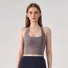 Nuevo Estilo Deportivo sin Mangas Cuello Halter Sexy Espalda Camisola con Almohadillas en el Pecho Sujetador Versátil Ropa de Yoga