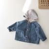 Chaquetas de Moda Otoño e Invierno Estilo Coreano Personalizadas para Niños y Niñas Chaquetas de Mezclilla con Capucha y Bolsillo de Solapa Procesamiento y Personalización