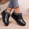Sapatos Femininos 2025 Novo Estilo Botas Femininas Sapatos de Algodão de Inverno Zíper Sapatos Casuais Botas de Inverno Salto Anabela Salto Médio Botas Curtas para Neve