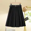 Falda plisada de traje de longitud media para mujer moda primavera y otoño nuevo estilo 2026 cintura alta caída gris falda línea A adelgazante falda tipo paraguas