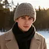 Nuevo Gorro de Invierno Tejido Aoteng para Hombre, Forro de Felpa, Gorro de Lana Engrosado y Cálido, Gorro para Protección de Orejas a Prueba de Frío para Ciclismo al Aire Libre