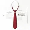 Corbata Jk Borgoña para Mujer, Estilo Japonés, Corbata de Rayas Perezosas Sin Nudo, Uniforme Académico, Foto de Graduación, Accesorio de Uniforme Escolar