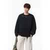 Sudaderas de diseño de nicho de moda, sudadera versátil de cuello redondo para tallas grandes de hombre, bordado pesado estilo americano a color, corte holgado