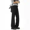 Pantalones Casuales de Seda Negra Estilo Americano para Hombre, Corte Limpio, Caída Suelta, Versátiles, Tallas Grandes, Pantalones Largos