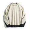 Sudadera Redonda de Peso Pesado con Diseño Patchwork Bicolor de 400g para Hombre, Nuevo Estilo Primavera Retro Americano Tendencia Marca Chaqueta de Pareja Q