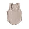 Colete feminino estilo europeu e americano, gola quadrada, slim fit, bainha curvada, curto, cintura alta, suspensório, moda feminina