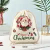 Bolsa de Lona de Santa Claus de Dibujos Animados Bolso de Mano Navideño para Estudiante Bolso de Hombro de Gran Capacidad Bolsa de Regalo de Navidad