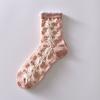 Calcetines de algodón de marca de la ciudad de Liaoyuan otoño e invierno calcetines rosas calcetines de media caña para mujer moda ins combinable estilo japonés coreano relieve tridimensional