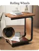 Mesa de cabeceira moderna de plástico para quarto, em forma de C, com bolsa de armazenamento
