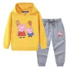 Primavera y Otoño 2023 nueva ropa infantil transfronteriza suéter con capucha para niños pantalones conjunto de dos piezas bebé algodón manga larga
