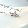 Brincos da coleção F136 liga de titânio roxo claro dourado, piercings labiais G23 titânio rosca interna zircônia, joias para piercing