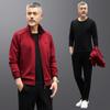 Conjunto Esportivo de Primavera e Outono para Meia-idade e Idosos Masculino Casual Conjunto de Três Peças Primavera e Outono Tamanho Grande para Pais Roupa Esportiva Masculina para Meia-idade