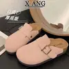 Mules Cerrados de Piel Genuina con Suela de Corcho Estilo Birkenstock para Mujer, para Uso en Exteriores, Modelo Nuevo Primavera/Verano 2026 Mocasines Slip-On