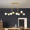Luminária de sala de jantar linear pós-moderna nórdica, luminária pendente criativa e única de bola de vidro feijão mágico para sala de jantar, exclusivamente para vendas transfronteiriças