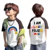 Camiseta de Manga Corta de Algodón Puro para Niños y Niñas, Nueva Moda de Verano para Bebés y Niños, Top Elegante, Camiseta Básica con Bloques de Color para Bebé, Camiseta de Moda