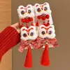 Horquilla de Borla Roja de Danza del León de Año Nuevo para Niñas y Niños, Accesorio Hanfu de Estilo Chino Tradicional, Adorno para el Cabello de Año Nuevo Estilo Chino