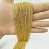 100 Peças/Pacote Forno a Vácuo Banhado a Ouro 18K Aço Inoxidável Corrente em Formato de O com Corrente de Cauda Colar Corrente Lisa Venda por Atacado