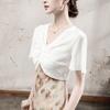 Diseño retorcido, cuello en V, manga corta, holgado, de malla, para mujer, de manga corta, vestido de verano 2025, blusa exterior de tirantes
