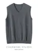 Venta al por mayor de fábrica Hilo Consinee Elegante 100% Cachemira Pura Chaleco de Cuello V Chaleco para Hombre Suéter Casual Holgado Hombre