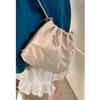 Mochila de diseño de nicho de estilo coreano para mujer, nueva moda 2024, pequeña mochila de viaje con cadena plateada.