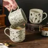 Taza de Cerámica Rústica Retro Estilo Japonés Taza Creativa de Lado Recto para Latte Art Café Taza para Beber en Casa Taza de Desayuno Taza de Agua de Oficina