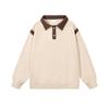 Novo moletom raglan com lapela em cores contrastantes de 320g para meninos na primavera e no outono, moletom solto com design retrô americano