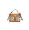 2026 Nueva Bolsa para Mujer Bolsa de Caja Estampada Retro Bolso de Mano de Diseño de Nicho de Lujo Ligero Bolso Cruzado de Color Contrastante Versátil para Mujeres