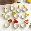 Lindo platito para salsa con mango de caricatura creativa, platito para condimentos de color bajo vidriado, plato para mojar de cerámica particularmente hermoso, platito
