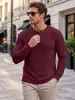 Camisa henley masculina pesada transfronteiriça AliExpress europeia e americana, moletom de manga comprida plus size casual folgado com textura elástica estilo americano