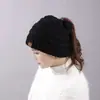 Gorro de Punto Cálido para Invierno al Aire Libre Transfronterizo, Gorro Grueso de Punto para Pullover, Gorro de Lana de Moda Deportiva para Cola de Caballo