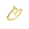 Anillo Doble T Abierto Transfronterizo Europeo y Americano con Circonita Microincrustada para Mujer, Moda Minimalista de Gama Alta Simple para Venta al por Mayor