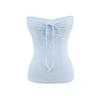 Camisola de Tirantes Planos Estilo Americano Chica Sexy Verano 2025 Nueva Ajustada Adelgazante con Cordones Corta Sin Tirantes