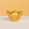 Adorno Qi Qi Fortuna Yuanbao Artesanía de Resina Yuanbao Realista de Oro Sólido Decoración Regalo