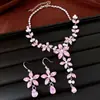 Collar y pendientes de flor de circón estilo europeo y americano transfronterizo con colgante de gota de agua, cadena de clavícula de diseño exquisito, elegante accesorio para el cuello para mujer