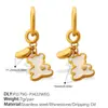 Brincos Pingente Urso Dinossauro Nova Moda Europeia e Americana High-End DIY Aço Inoxidável Banhado a Ouro 18K Brincos Criativos para Mulheres
