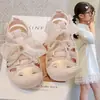 Sandálias Turbante para Meninas 2026 Verão Novo Laço Pequena Menina Sapatos de Princesa Respiráveis Crianças Pequenas, Médias e Grandes Sapatos de Praia Modernos