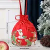 Saco de maçã de Natal transfronteiriço Saco de presente de flanela com desenho animado bronzeado com laço Sacola de presente de doces para crianças