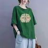 Roupas Femininas Plus Size Largas para Mãe 100kg Blusa Top Plus Size Manga Curta Roupa de Verão Camiseta Feminina