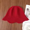 Venta al por mayor transfronteriza del fabricante, Gorro de pescador cálido de punto 100% lana pura con borde de encaje, Gorro de lana cálido de punto en stock
