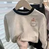 Camiseta de algodón puro para niños, nueva de primavera y otoño 2026, estilo coreano, manga larga, cuello redondo, bloques de color, top para bebé, camiseta