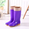 Zapatos de Lluvia Morados de Caña Alta para Mujer de Primavera y Otoño Zapatos Largos de Goma Botas de Agua para Limpieza Zapatos de Agua Botas de Agua para Inodoro Zapatos para Trabajadores de Saneamiento Botas de Trabajo