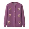 Casaco de malha com forro de fleece para mulheres de meia-idade e idosas, blusa de tricô para primavera e outono, roupa quente para mães, avós e mulheres idosas